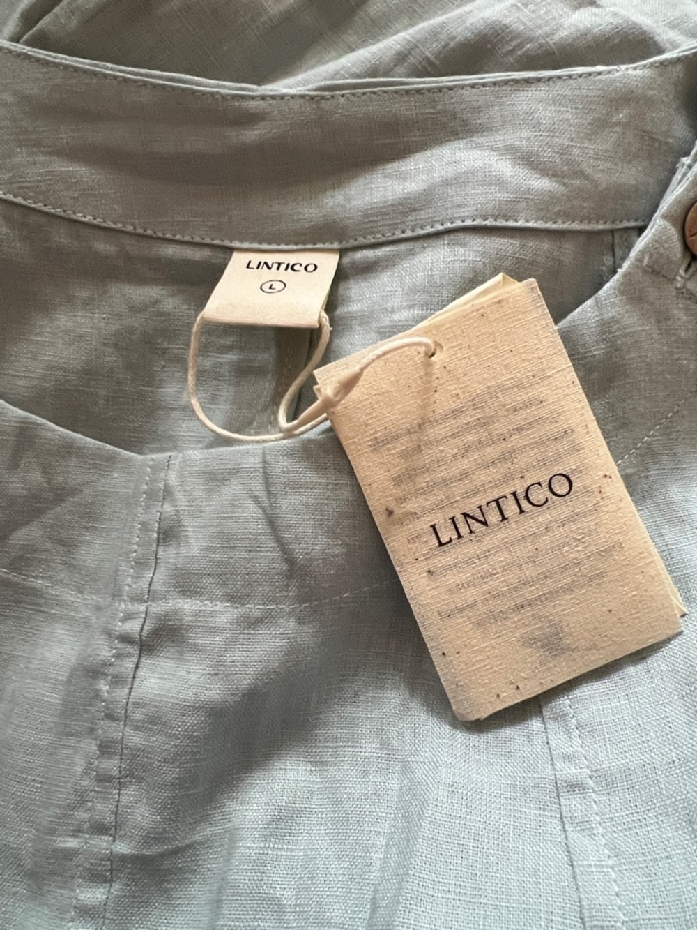 NWT Lintico Linen Dress Women's FREYA aqua Lagenlook Sz L - Picture 4 of 8